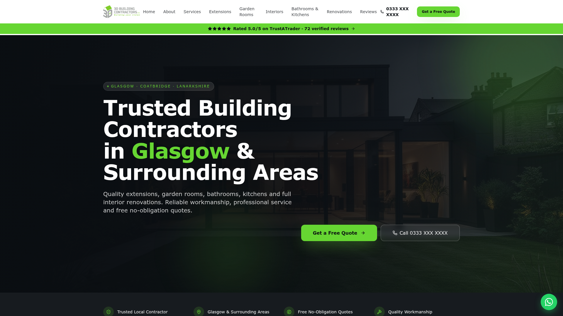 3D Building Contractors website screenshot