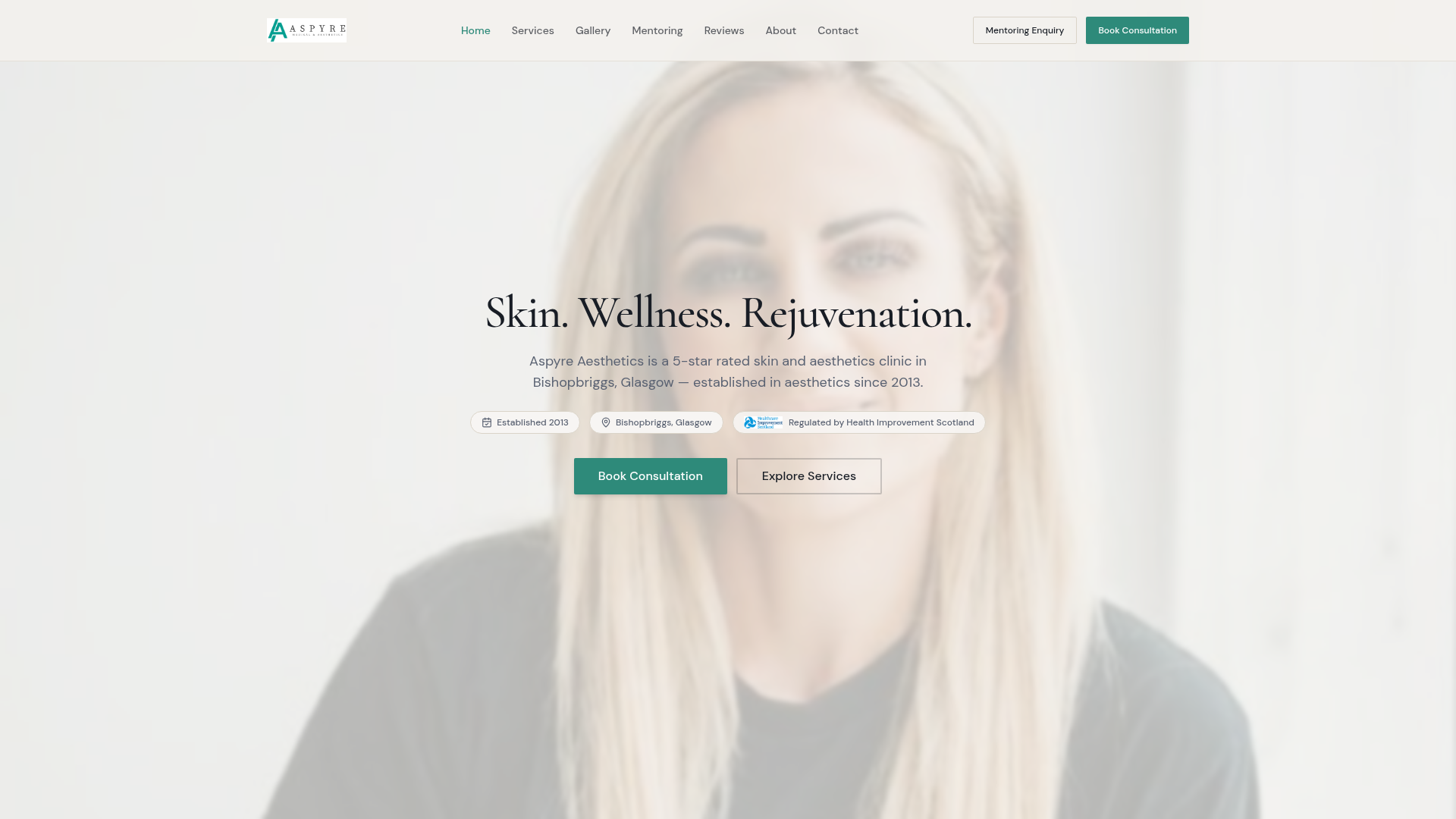 Aspyre Aesthetics website screenshot