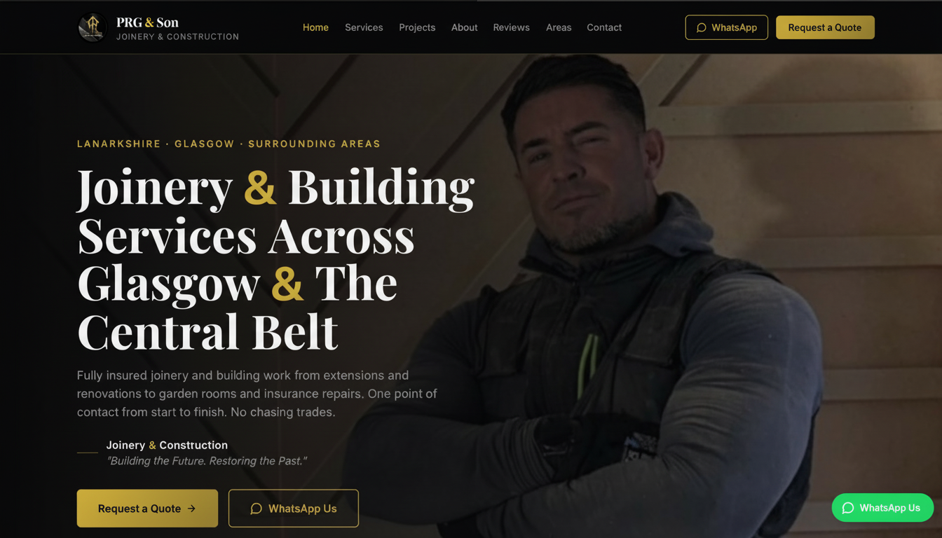 PRG Joinery & Construction website screenshot