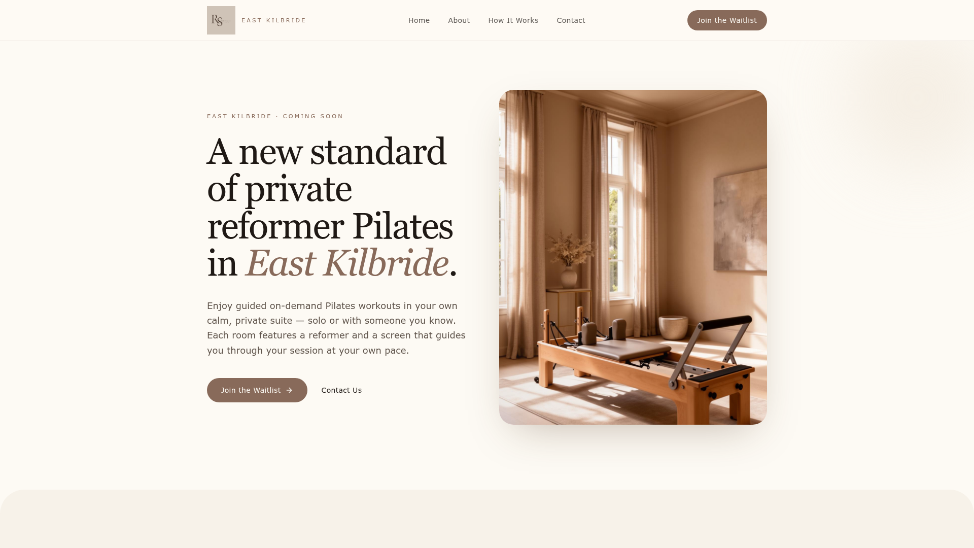 The Reformer Suites website screenshot